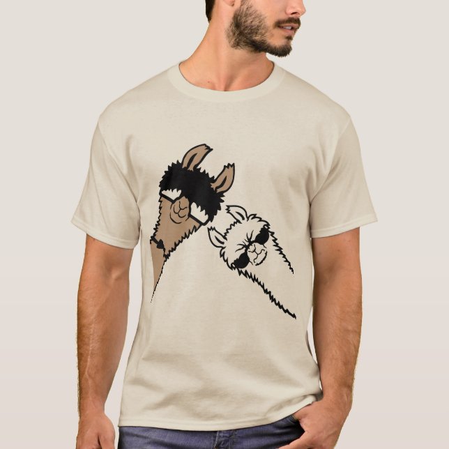 Cool Llamas Wearing Sunglasses Funny Animal Friend T-Shirt (Vorderseite)