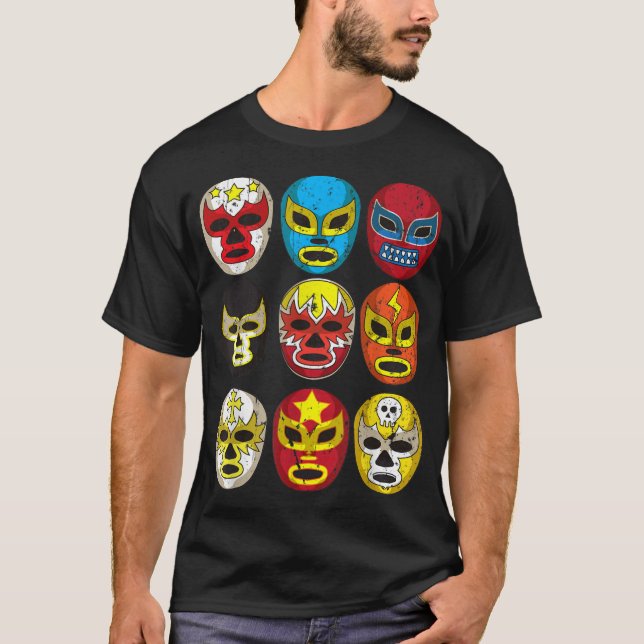 Cool Lucha Libre Wrestlers Masken T-Shirt (Vorderseite)
