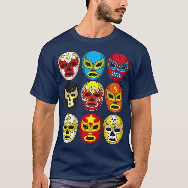 Cool Lucha Libre Wrestlers Masks  Funny Gift Fan T-Shirt (Vorderseite)