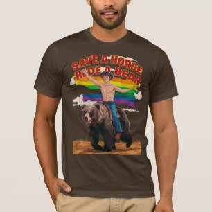 Cool lustig Rette ein Pferd Reite einen Bären Schw T-Shirt