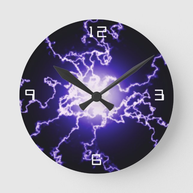 Cool Magic Lightning Ball Runde Wanduhr (Vorderseite)