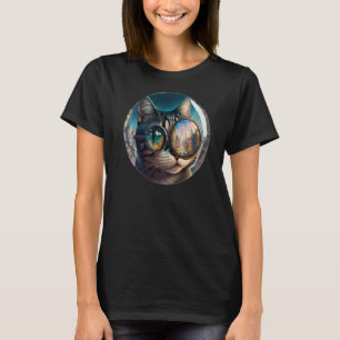Cool Magnisieren Glass Katze Retro Electro Funny N T-Shirt