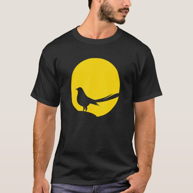 Cool Magpie Bird Silhouette at Sunset Wildlife Nat T-Shirt (Vorderseite)