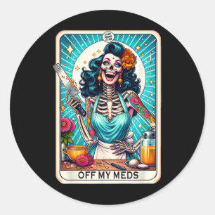 Cool Mama Club Tarot Card Skelett Halloween Runder Aufkleber
