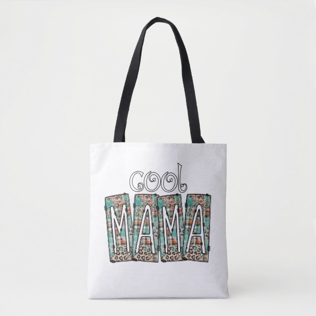 Cool Mama Kariert Turquoise Leopard Box Doodle Mom (Vorderseite)