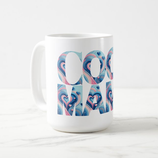 Cool Mama Typografy Hearts Kaffeetasse (Vorderseite Links)