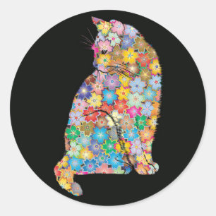 Cool Mandala Floral Cat Lover Runder Aufkleber