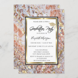 Cool Marble Gold Glitzer Graduation Cap Abschluss Einladung
