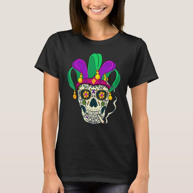 Cool Mardi Gras Candy Skull Traaring Mardi Gras Ha T-Shirt (Vorderseite)