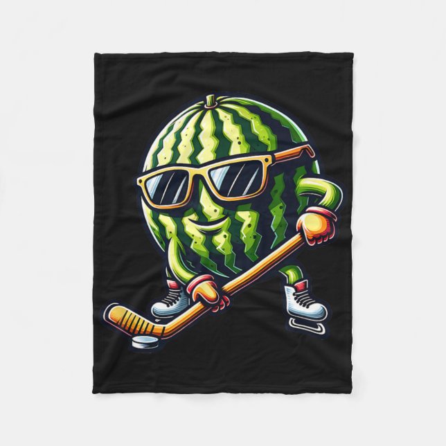 Cool Melon Ice Hockey Fun  Fleecedecke (Vorderseite)