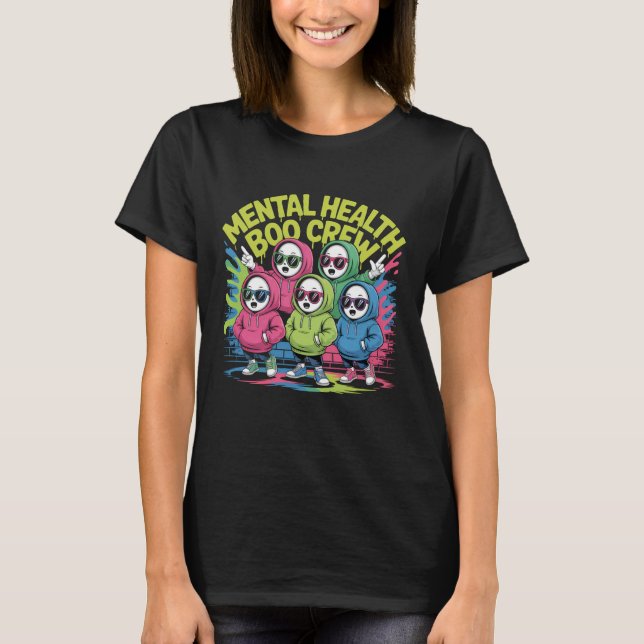 Cool Mental Health Boo Crew for Spooky Season T-Shirt (Vorderseite)