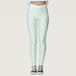 Cool Mint Polka Dots Leggings