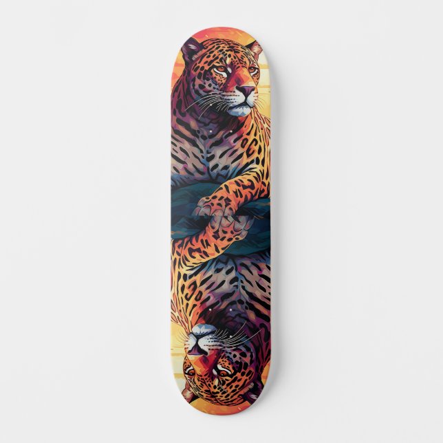 Cool Mirror Image Tropical Tiger Skateboard (Vorderseite)