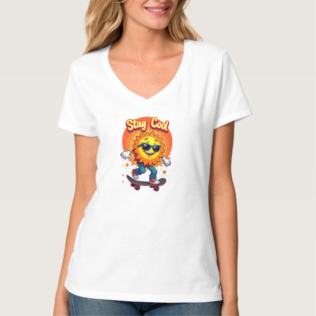 Cool mit Skateboarding Sun bleibe T-Shirt (Vorderseite)