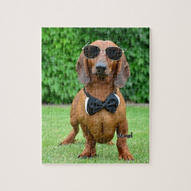 Cool mit Sunglass Dackel Hund 110 Puzzle (Vertikal)