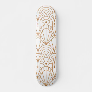 Cool Modern Art Deco Rose Gold Weißes Muster Skateboard