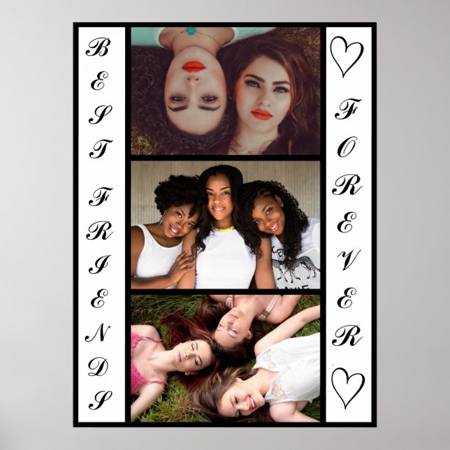 Cool Modern Best Friends Forever 3 Fotos Poster (Vorne)