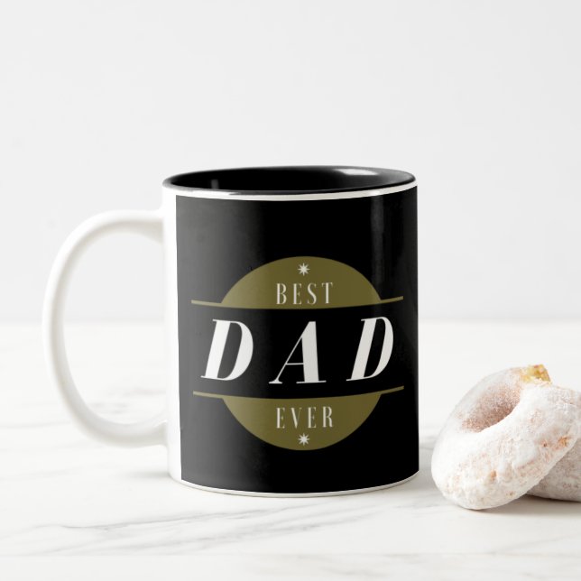 Cool Modern Best VATER Ess Foto Gold Schwarz Zweifarbige Tasse (Mit Donut)