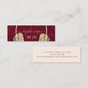 Cool Modern Gold Glitzer Headphone DJ Red Glitzer Mini Visitenkarte