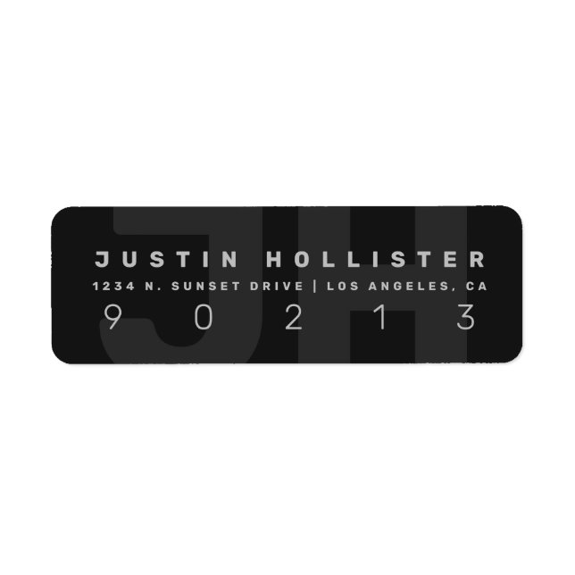 Cool-Modern-Monogramm | Dunkelgraue Rücksendeadres (Vorne)