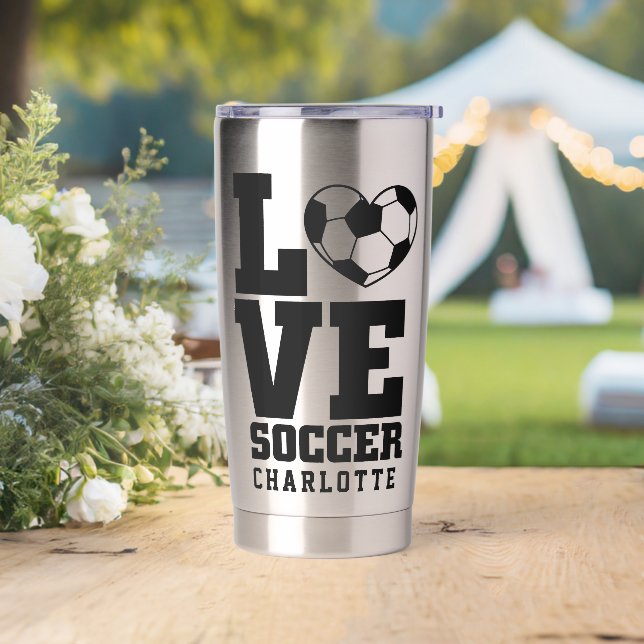 Cool Modern Soccer Liebe Personalisiert Name Thermobecher (Hochzeit)