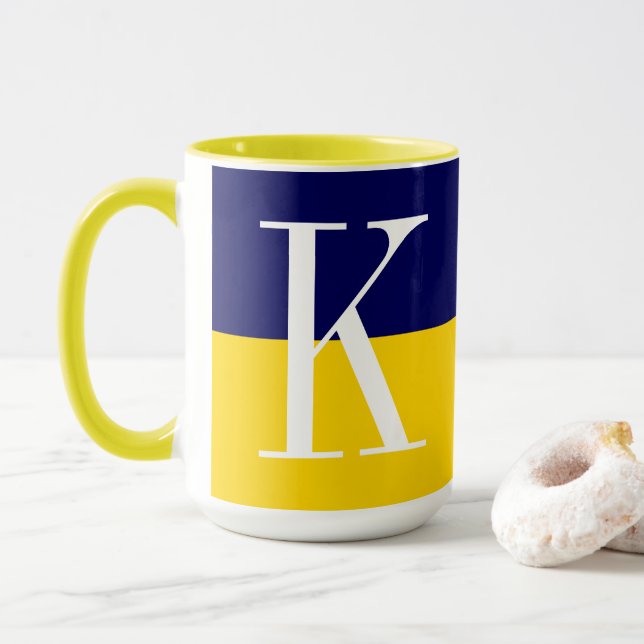 Cool-Modern-Zwei-Tonen-Monogramm Tasse (Mit Donut)