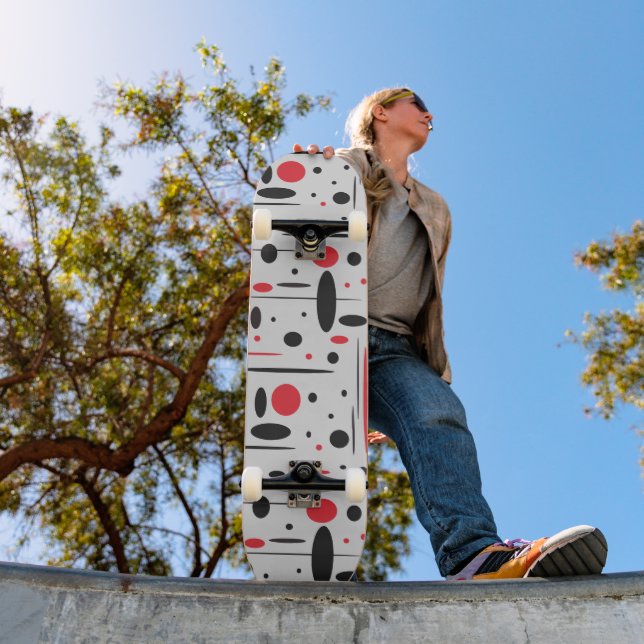Cool Moderne Abstrakte geometrische rote Kinder Skateboard (Außenbereich 1)