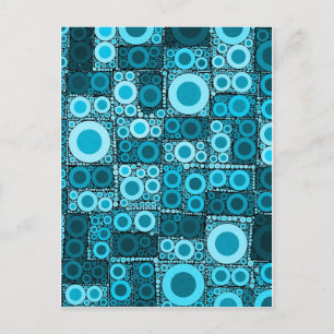 Cool Moderne Kreise Blaues Aquamarines Mosaikflipp Postkarte