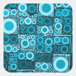 Cool Moderne Kreise Blaues Aquamarines Mosaikflipp Quadratischer Aufkleber