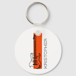 Cool moderne, minimalistisch weiße Add Name Gitarr Schlüsselanhänger