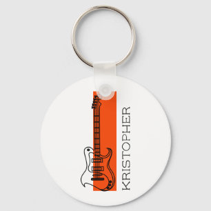 Cool moderne, minimalistisch weiße Add Name Gitarr Schlüsselanhänger