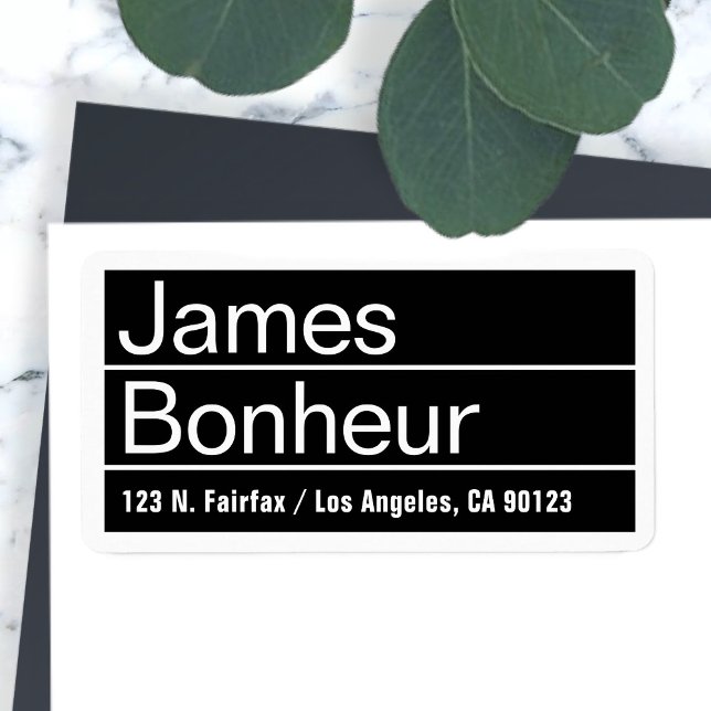 Cool Moderne Schwarz-Weiß-Rücksendeadresse Adressaufkleber (Von Creator hochgeladen)