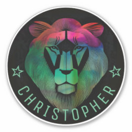Cool Moderner, farbenfroher Löwe-Individuelle Name Aufkleber