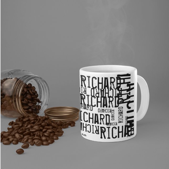Cool Moderner Schwarz-Weiß-Name, Typografie Kaffeetasse (modern and tasteful)