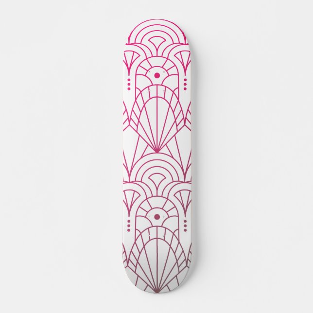 Cool Modernes Art Deco Rosa Weiß Muster Skateboard (Vorne)