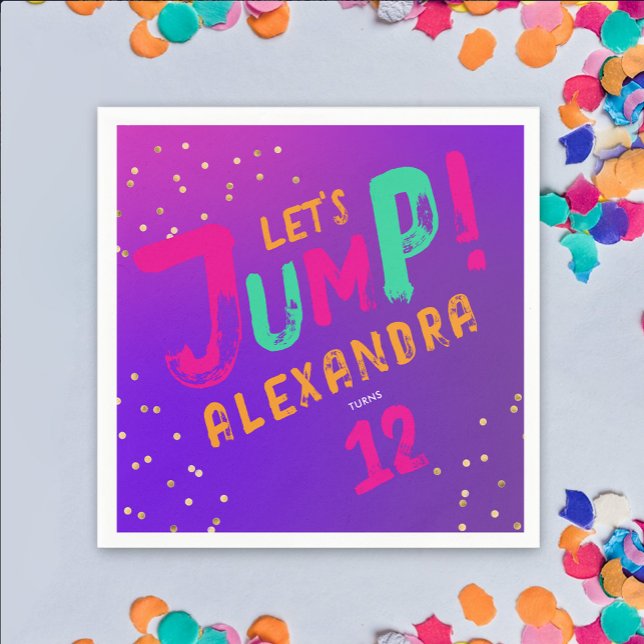 Cool Modernes Girl Lila Pink Trampolin Jump Party Serviette (Von Creator hochgeladen)