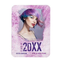 Cool Modernes Grunge Foto Rosa Lila Abschluss Magnet