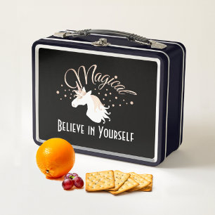 Cool Modernes Schwarzes Magisches Einhorn Metall Brotdose