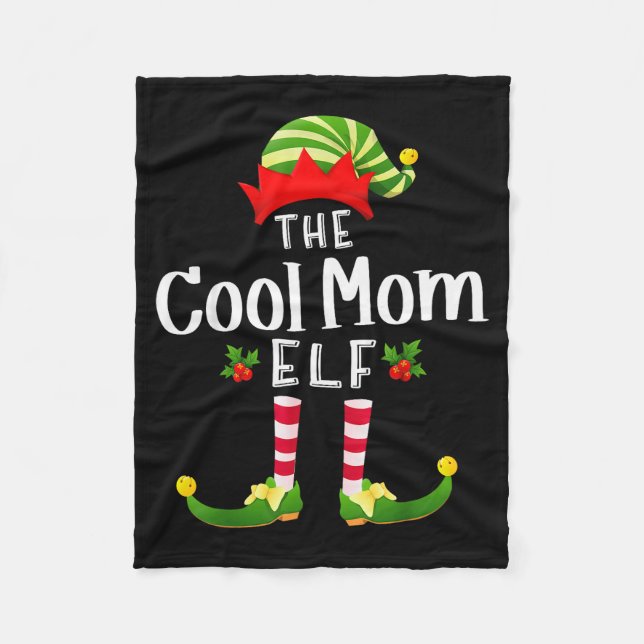 Cool Mom Christmas Elf Matching Pajama X-mas Party Fleecedecke (Vorderseite)