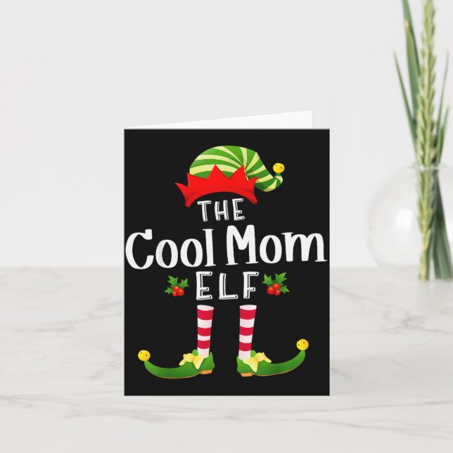 Cool Mom Christmas Elf Matching Pajama X-mas Party Karte (Vorderseite)