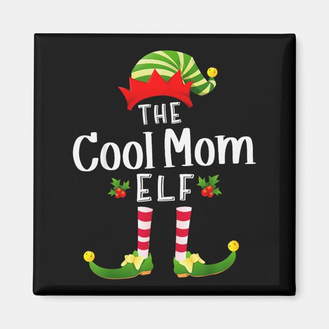 Cool Mom Christmas Elf Matching Pajama X-mas Party Magnet (Vorne)