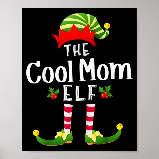 Cool Mom Christmas Elf Matching Pajama X-mas Party Poster (Vorne)