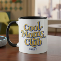 Cool Moms Club Retro Gelb Blau Kaffee-Typografie