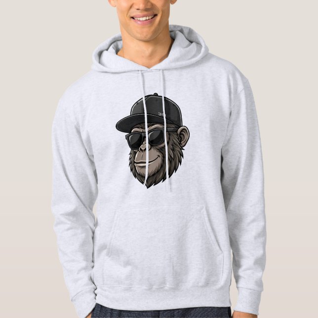 Cool Monkey with Sunglasses and Cap Graphi Hoodie (Vorderseite)