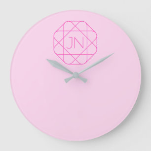 Cool Monogram, Hip Logo Style Pink & Magenta Große Wanduhr