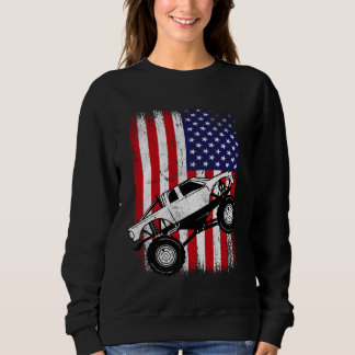 Cool Monster Truck Kids Distressed USA American Fl Sweatshirt