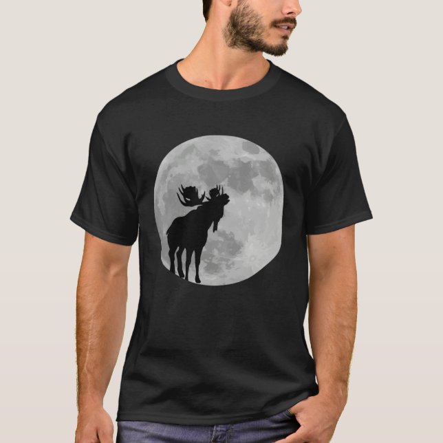 Cool Moose  Moon    Howling Moose T-Shirt (Vorderseite)