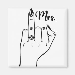 Cool Mrs Just Married Ehefrau Wedding Finger Ring  Magnet