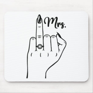 Cool Mrs Just Married Ehefrau Wedding Finger Ring Mousepad