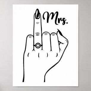 Cool Mrs Just Married Ehefrau Wedding Finger Ring Poster